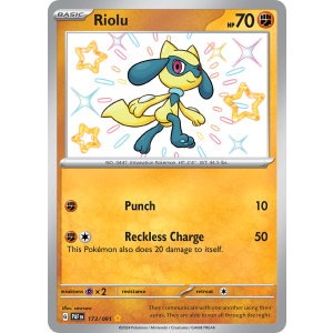 Shiny Rare Riolu 173/91 Pokemon TCG Scarlet & Violet Paldean Fates