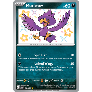 Shiny Rare Murkrow 181/91 Pokemon TCG Scarlet & Violet Paldean Fates