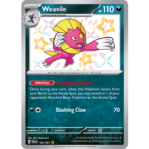 Shiny Rare Weavile 183/91 Pokemon TCG Scarlet & Violet Paldean Fates