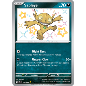 Shiny Rare Sableye 184/91 Pokemon TCG Scarlet & Violet Paldean Fates