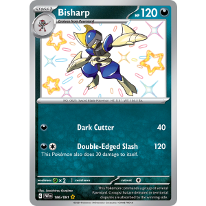 Shiny Rare Bisharp 186/91 Pokemon TCG Scarlet & Violet Paldean Fates