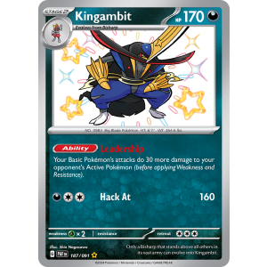 Shiny Rare Kingambit 187/91 Pokemon TCG Scarlet & Violet Paldean Fates