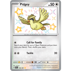 Shiny Rare Pidgey 196/91 Pokemon TCG Scarlet & Violet Paldean Fates