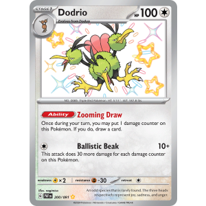 Shiny Rare Dodrio 200/91 Pokemon TCG Scarlet & Violet Paldean Fates