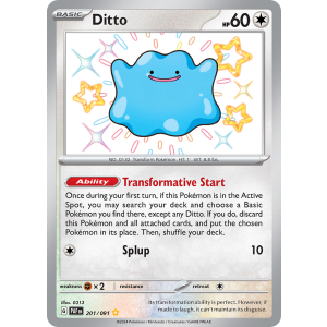 Shiny Rare Ditto 201/91 Pokemon TCG Scarlet & Violet Paldean Fates