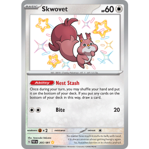 Shiny Rare Skwovet 205/91 Pokemon TCG Scarlet & Violet Paldean Fates