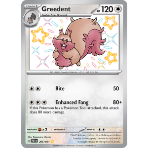 Shiny Rare Greedent 206/91 Pokemon TCG Scarlet & Violet Paldean Fates