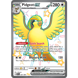 Shiny Ultra Rare Pidgeot ex 221/91 Pokemon TCG Scarlet & Violet Paldean Fates