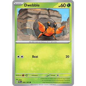 Dwebble 6/182 Pokemon TCG Scarlet & Violet Paradox Rift