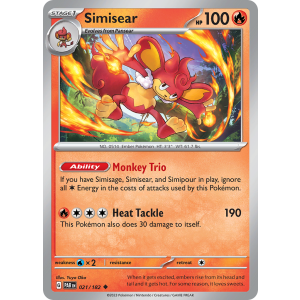 Simisear 21/182 Pokemon TCG Scarlet & Violet Paradox Rift