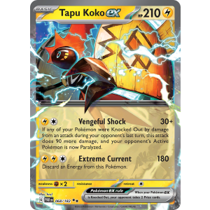 Double Rare Tapu Koko ex 68/182 Pokemon TCG Scarlet & Violet Paradox Rift