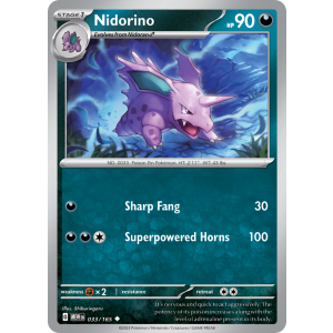 Nidorino 33/165 Pokemon TCG Scarlet & Violet 151