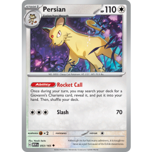 Persian 53/165 Pokemon TCG Scarlet & Violet 151