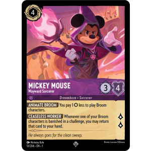 Super Rare Mickey Mouse - Wayward Sorcerer 51/204 Disney Lorcana TCG The First Chapter