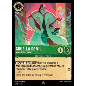 Cruella De Vil - Miserable as Usual 72/204 Disney Lorcana TCG The First Chapter