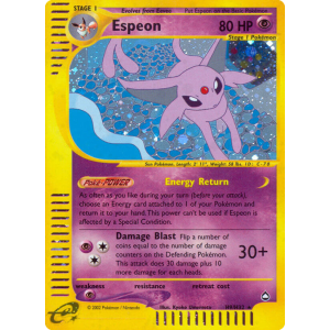 Rare Holo Espeon H9/147 Pokemon TCG E-Card Aquapolis