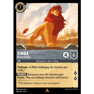 Simba - Returned King 189/204 Disney Lorcana TCG The First Chapter