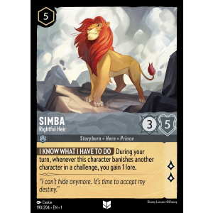 Simba - Rightful Heir 190/204 Disney Lorcana TCG The First Chapter