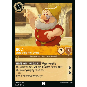 Doc - Leader of the Seven Dwarfs 5/204 Disney Lorcana TCG Rise of the Floodborn