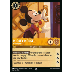 Super Rare Mickey Mouse - Friendly Face 13/204 Disney Lorcana TCG Rise of the Floodborn