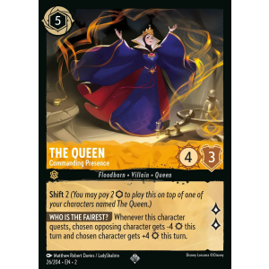 Super Rare The Queen - Commanding Presence 26/204 Disney Lorcana TCG Rise of the Floodborn