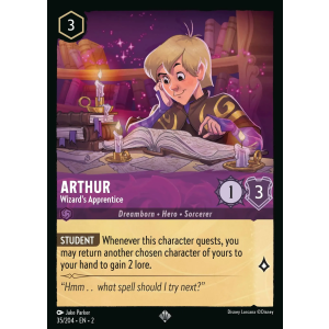 Super Rare Arthur - Wizard's Apprentice 35/204 Disney Lorcana TCG Rise of the Floodborn