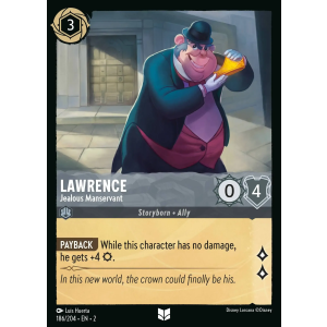 Lawrence - Jealous Manservant 186/204 Disney Lorcana TCG Rise of the Floodborn