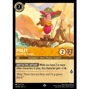 Super Rare Piglet - Pooh Pirate Captain 16/204 Disney Lorcana TCG Into the Inklands