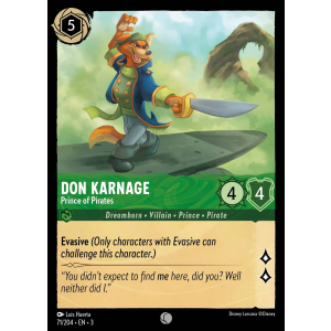 Don Karnage - Prince of Pirates 71/204 Disney Lorcana TCG Into the Inklands