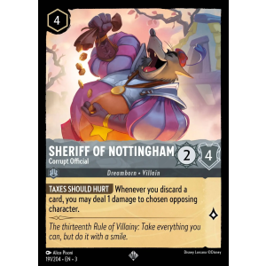 Super Rare Sheriff of Nottingham - Corrupt Official 191/204 Disney Lorcana TCG Into the Inklands