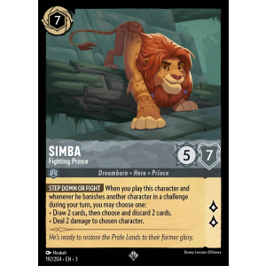 Super Rare Simba - Fighting Prince 192/204 Disney Lorcana TCG Into the Inklands