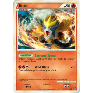 Rare Holo Entei SL3/95 Pokemon TCG HeartGold & SoulSilver Call of Legends