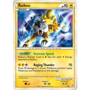 Rare Holo Raikou SL9/95 Pokemon TCG HeartGold & SoulSilver Call of Legends