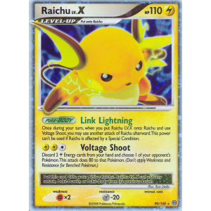 Rare Holo LV.X Raichu LV.X 99/100 Pokemon TCG Diamond & Pearl Stormfront