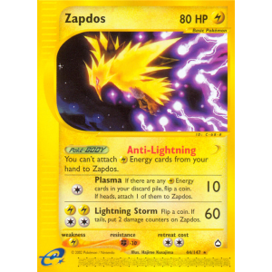 Zapdos 44/147 Pokemon TCG E-Card Aquapolis