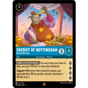 Super Rare Sheriff of Nottingham - Bushel Britches 145/204 Disney Lorcana TCG Shimmering Skies