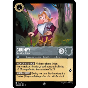 Super Rare Grumpy - Skeptical Knight 186/204 Disney Lorcana TCG Shimmering Skies