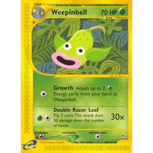 Weepinbell 65/147 Pokemon TCG E-Card Aquapolis