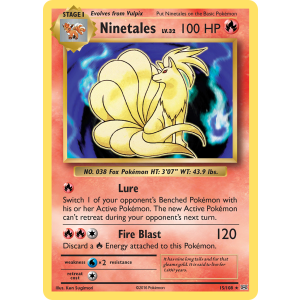 Rare Holo Ninetales 15/108 Pokemon TCG XY Evolutions