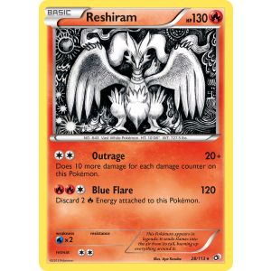 Rare Holo Reshiram 28/113 Pokemon TCG Black & White Legendary Treasures