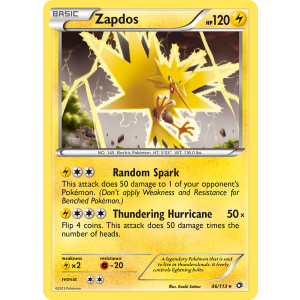 Rare Holo Zapdos 46/113 Pokemon TCG Black & White Legendary Treasures