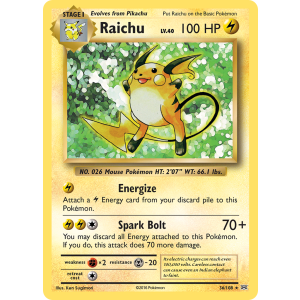 Rare Holo Raichu 36/108 Pokemon TCG XY Evolutions