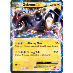 Rare Holo EX Zekrom-EX 52/113 Pokemon TCG Black & White Legendary Treasures