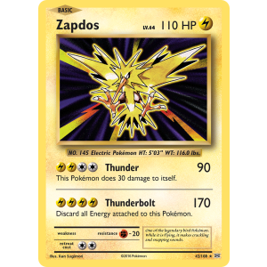 Rare Holo Zapdos 42/108 Pokemon TCG XY Evolutions