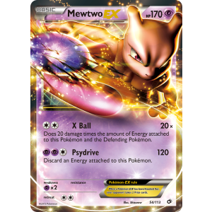 Rare Holo EX Mewtwo-EX 54/113 Pokemon TCG Black & White Legendary Treasures