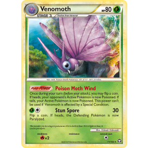 Rare Holo Venomoth 11/102 Pokemon TCG HeartGold & SoulSilver HSTriumphant