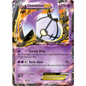 Rare Holo EX Chandelure-EX 77/113 Pokemon TCG Black & White Legendary Treasures