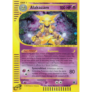 Rare Holo Alakazam 1/165 Pokemon TCG E-Card Expedition Base Set