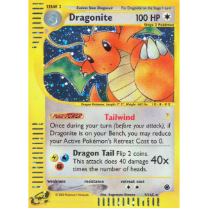 Rare Holo Dragonite 9/165 Pokemon TCG E-Card Expedition Base Set