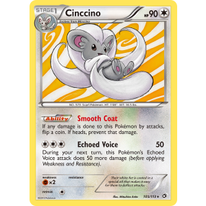 Rare Holo Cinccino 105/113 Pokemon TCG Black & White Legendary Treasures